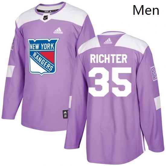 Mens Adidas New York Rangers 35 Mike Richter Authentic Purple Fights Cancer Practice NHL Jersey